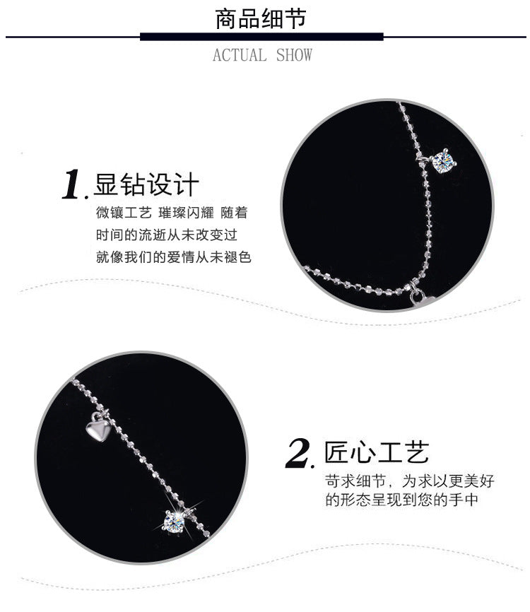 S925Pure Silver Heart Tassel Dynamic Moissanite Necklace Light Luxury High-End Fairy Style Collarbone Chain Factory Wholesale