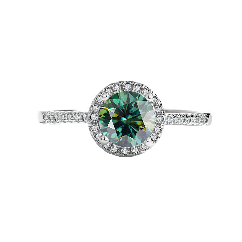 Moissanite ring s925Sterling Silver Ring Kajia One Carat Round Moissanite Wedding Women's Ring Factory Direct Sale