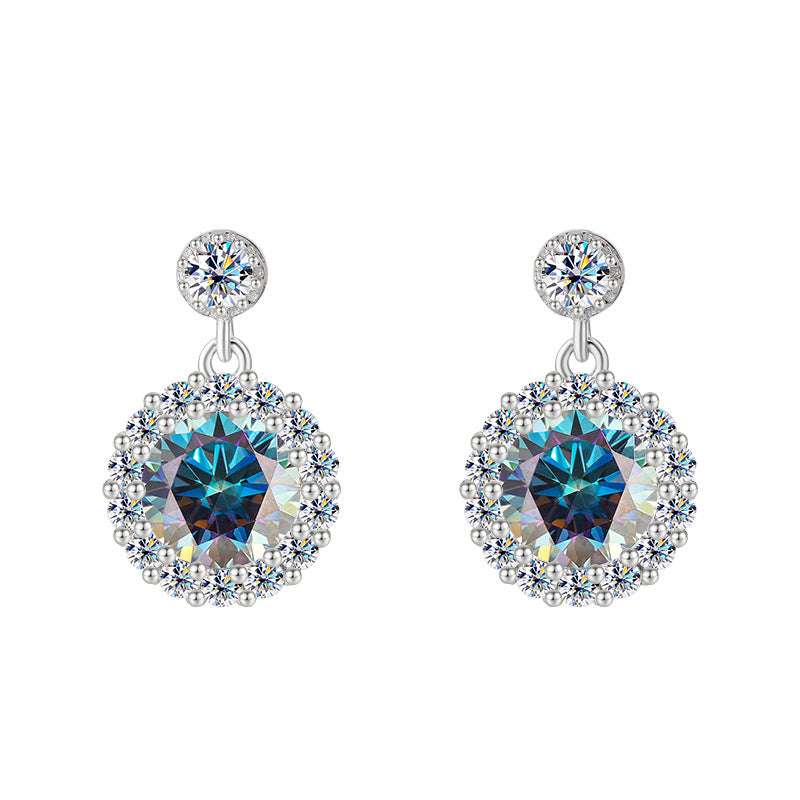 Cross-Border Direct Sales S925Sterling Silver Moissanite Round Stud Earrings Simple Elegant High-end Earrings Moissanite Jewelry Wholesale
