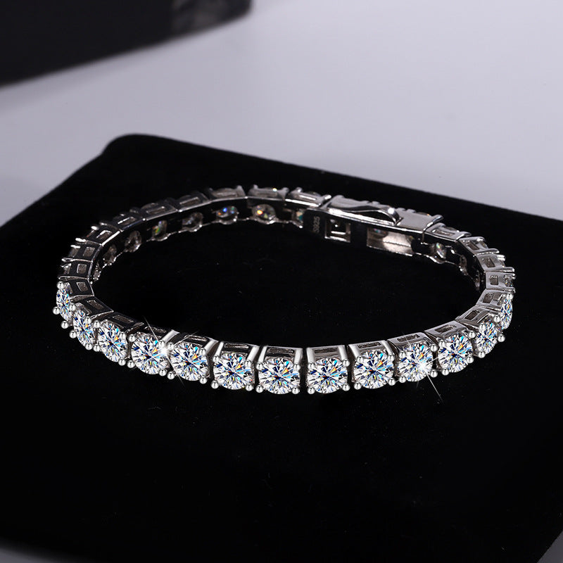 Cross-border hot sale S925Sterling Silver Moissanite Tennis Bracelet New Model Unisex Bracelet Moissanite Factory In Stock Wholesale