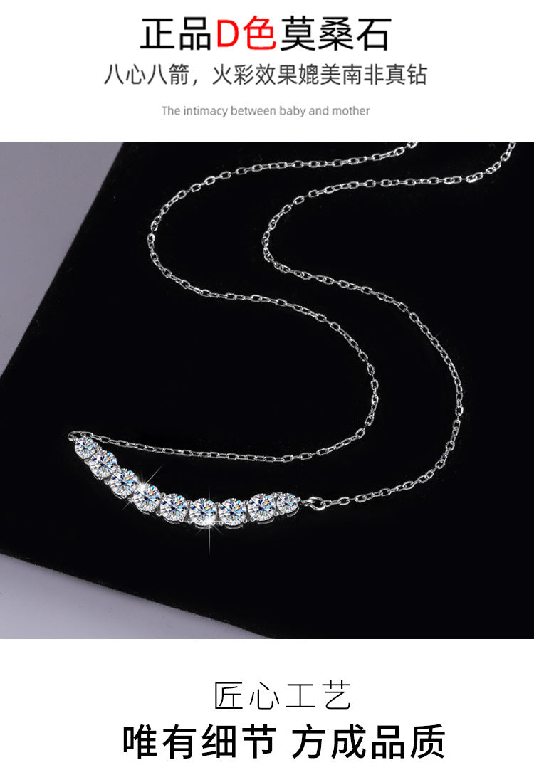 S925Silver Platinum Plated Moissanite Jewelry Pendant for Women Simple Smile Necklace2.4Clamoissanite Rainbow