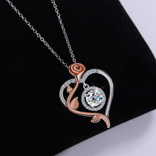 Cross-Border Europe and America S925Sterling Silver Beating Heart Clavicle Chain Necklace for Women Simple High-end Pendant Jewelry Wholesale Accessories