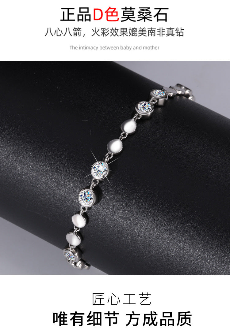 Cross-Border S925Pure Silver Sparkling Moissanite Bracelet High Fashion Exquisite Moissanite Jewelry Factory Wholesale