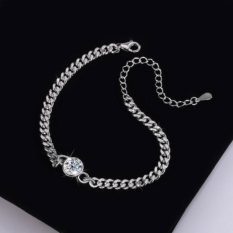 Exclusive for cross-border S925Sterling Silver Moissanite Bubble Bracelet Moissanite Light Luxury Fashion Simple Chain Factory Wholesale