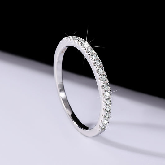 S925Sterling Silver One Row Moissanite Ring for Women, Simple Stackable Tail Ring, Couple Rings Wholesale Direct Sale