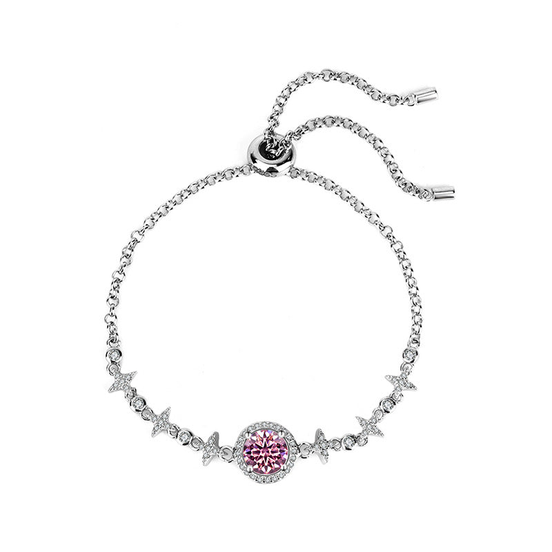 S925Sterling Silver Bracelet Moissanite Bracelet Starry Sky Round Bag Simple Fashion Women's TikTok Live Streaming Factory Direct Sale