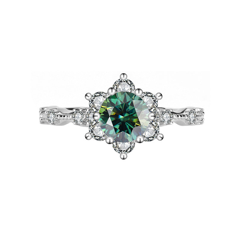 S925Sterling Silver Ring Genuine Moissanite Diamond Starlight Girl Couple Rings Wedding Proposal Gift for Girlfriend