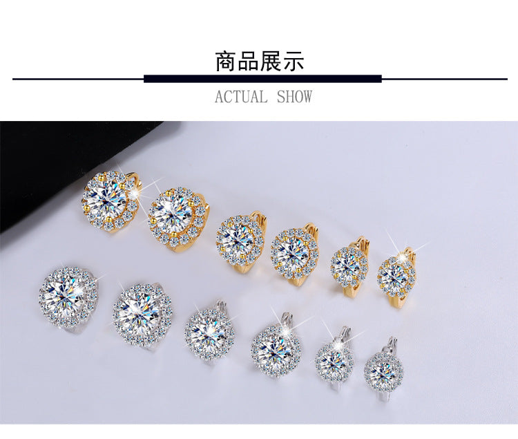 Best seller in europe and america S925Silver Moissanite Sunflower Earrings Simple Fashion Earrings Moissanite Diamond Earrings Factory Wholesale