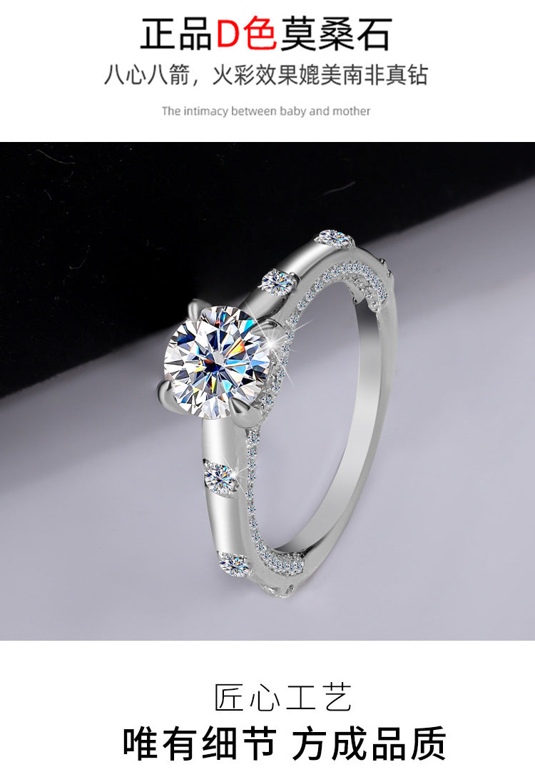 Exclusive for cross-border S925Pure Silver Moissanite Sun Never Sets Women's Diamond Ring Fashion Light Luxury Style Women's Wedding Ring Wholesale