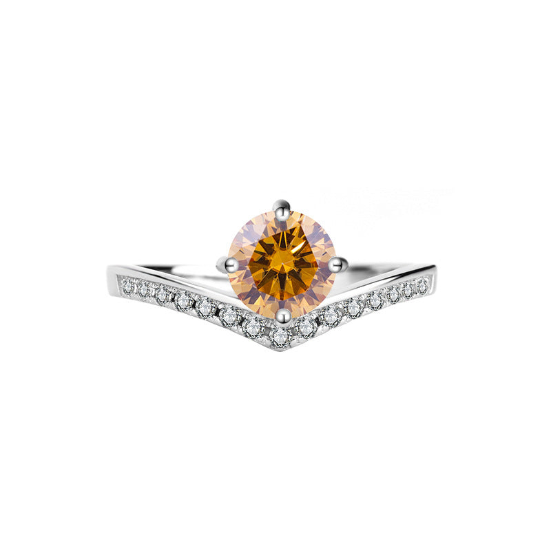 Sterling Silver Platinum Plated Moissanite Passable Diamond Pen Moissanite Crown Genuine Diamond Ring Simulated Diamond Proposal Wedding Ring