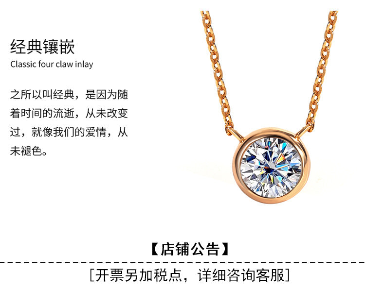 S925Pure Silver Bubble Necklace Moissanite Diamond One Carat Pendant Single Diamond Simple Luxury Versatile Collarbone Chain Wholesale