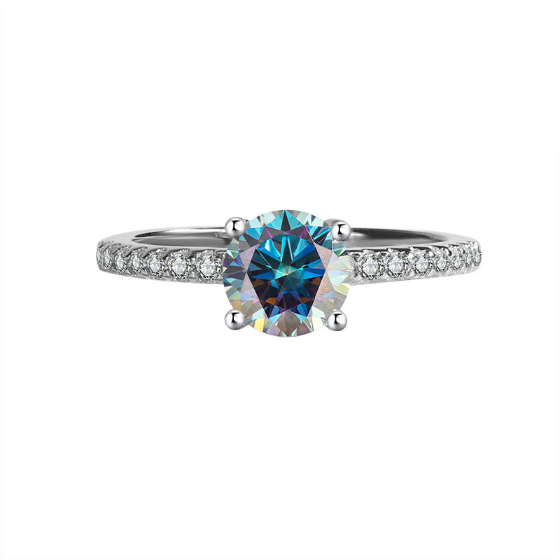 Exclusive for cross-border S925Silver Simple Four-Prong Moissanite High-End Fashion Birthday Gift Wedding Ring Factory Wholesale