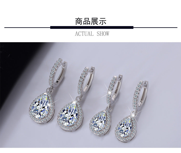 Cross-border wholesale Moissanite Earrings S925Sterling Silver Earrings Classic Premium Water Drop Pear Shape Earrings Moissanite Stud Earrings