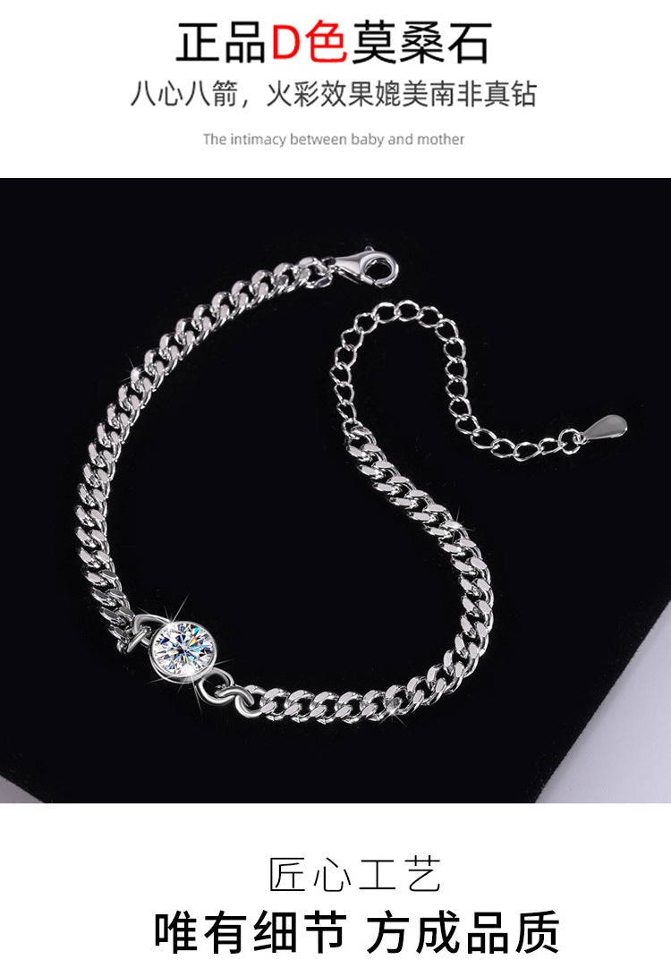Exclusive for cross-border S925Sterling Silver Moissanite Bubble Bracelet Moissanite Light Luxury Fashion Simple Chain Factory Wholesale