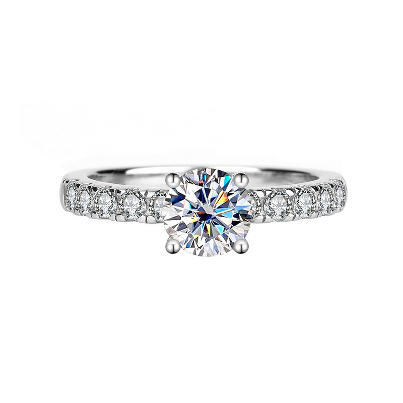 Exclusive for cross-border S925Sterling Silver Moissanite Luxury Four-Claw Couple Rings Wedding Birthday Gift Rings for Girlfriend