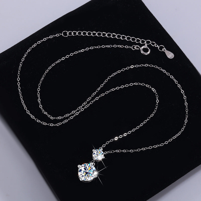 Cross-border Wholesale Direct Sales S925Sterling Silver Moissanite Gourd Necklace for Women Fashion Simple Pendant High-end Clavicle Chain