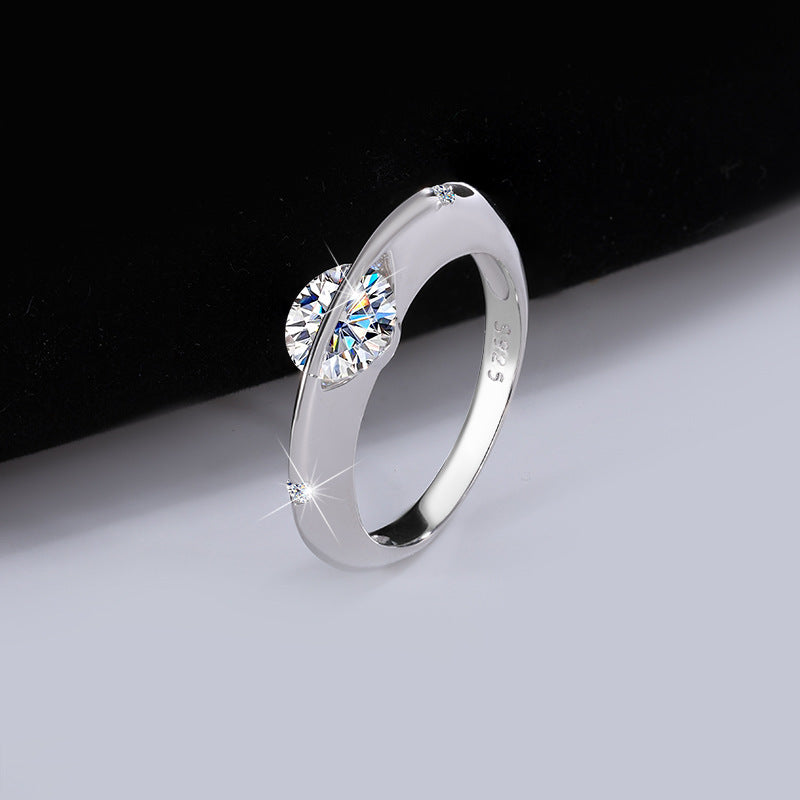 Cross-border hot selling S925Sterling Silver Moissanite Sparkling Planet Surrounding Rotating High-end Women's Ring Factory Wholesale