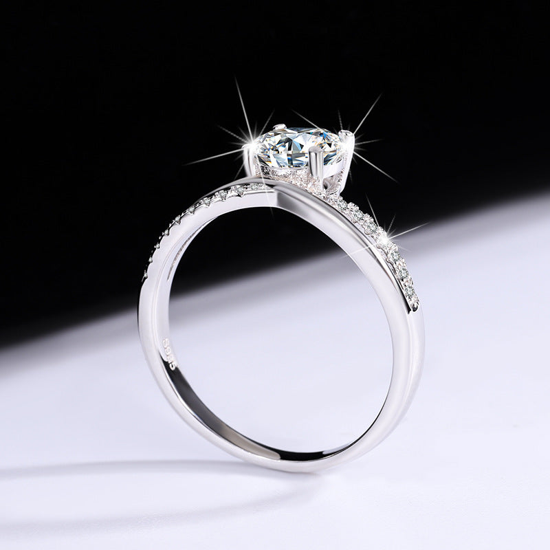 925Sterling Silver D Color Moissanite925Sterling Silver Ring Female Star Galaxy Four-Claw Hot-Selling Classic Wedding Live Streaming Source