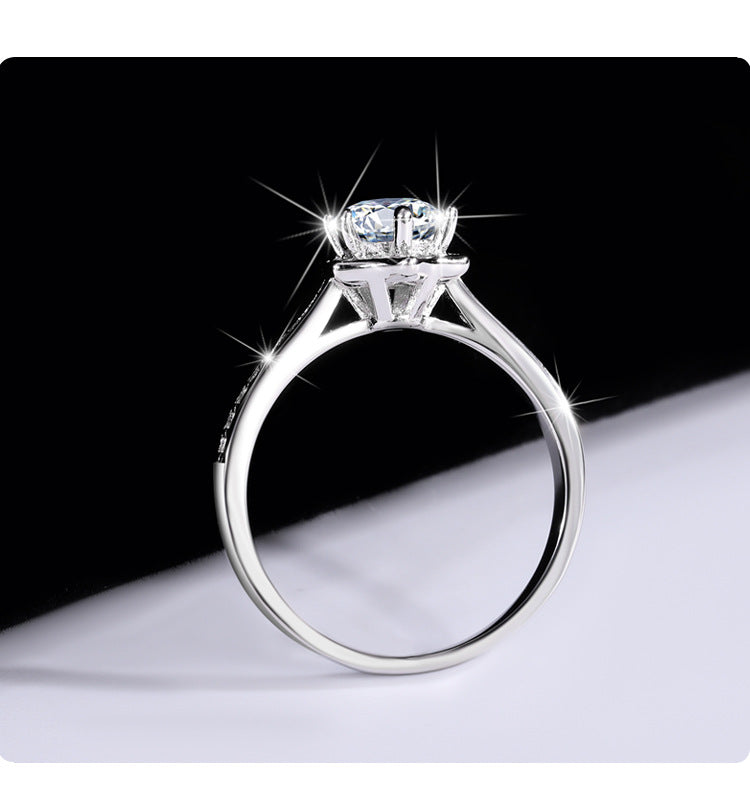 S925Pure Silver Genuine Moissanite Hexagram Diamond Ring for Women Couple Rings Wedding Proposal Birthday Gift for Girlfriend