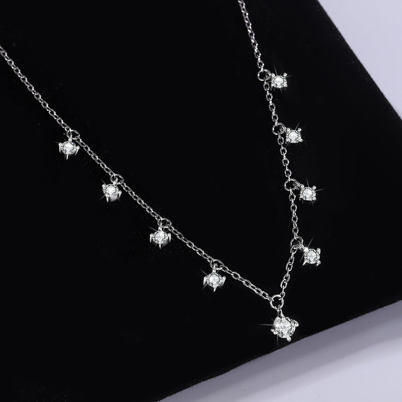 Cross-border Sparkling Moissanite Graff Collarbone Chain s925Sterling Silver1.1Carat Necklace Women's Light Luxury Fashion Accessories