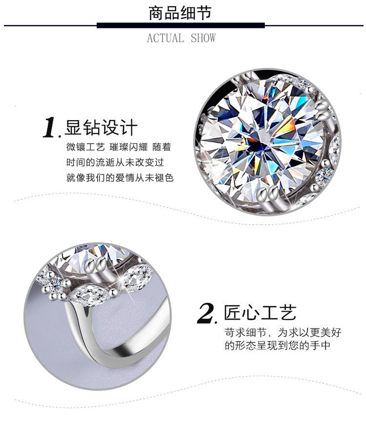 Cross-Border925Women's Sterling Silver Ring5Carat Luxury Beloved Moissanite Ultra Sparkling Ring Fashion High-end Factory Wholesale