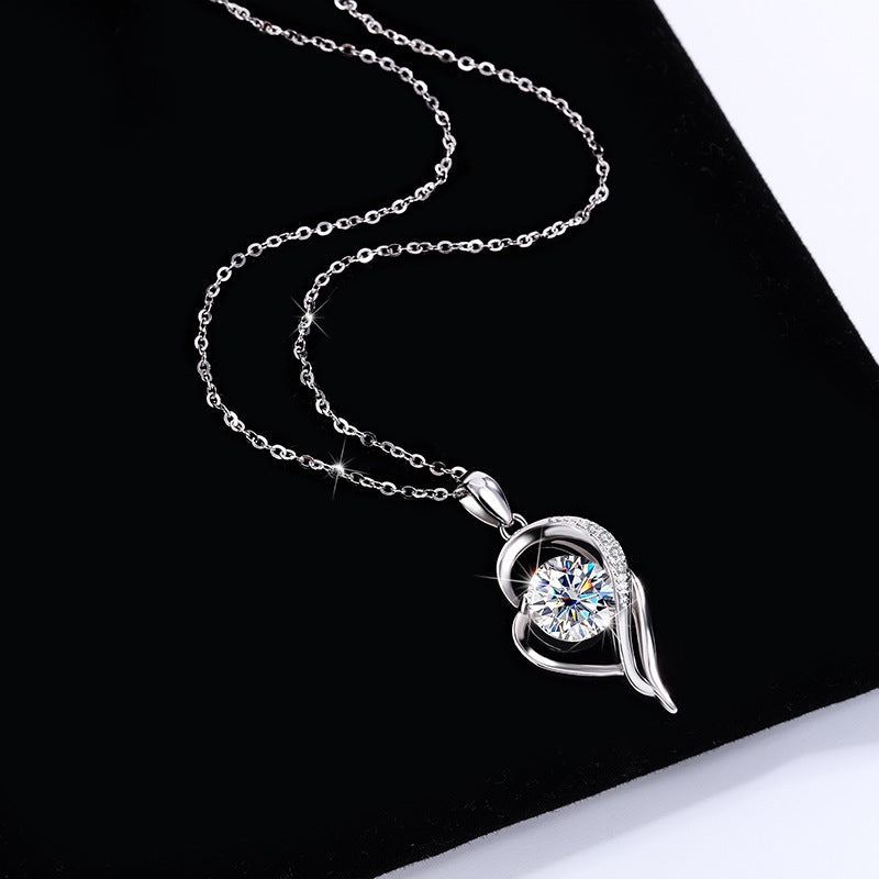 925Sterling Silver VVS1Level Moissanite Diamond Love You Forever One Carat Diamond Necklace Light Luxury Versatile Collarbone Chain