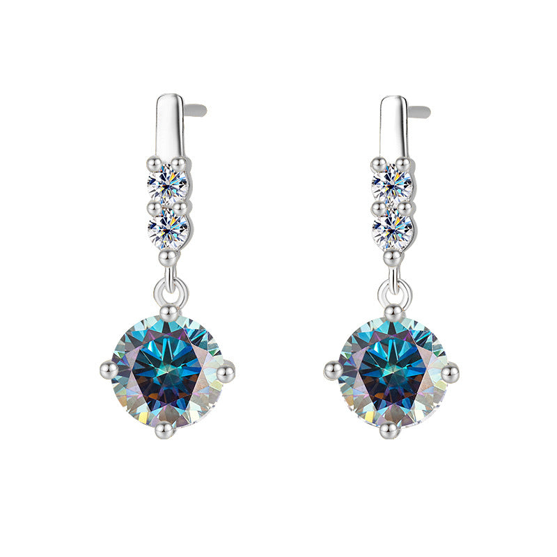 Cross-Border Factory Direct Sales S925Silver Tassel Dynamic Earrings Moissanite Stud Earrings for Women Moissanite Earrings Exquisite Craftsmanship Ear Jewelry