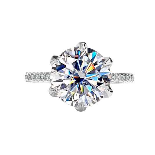 s925Sterling Silver Ring Moissanite Elegant Goddess Classic Six-Prong Carat Moissanite Diamond Women's Oval Wedding Ring
